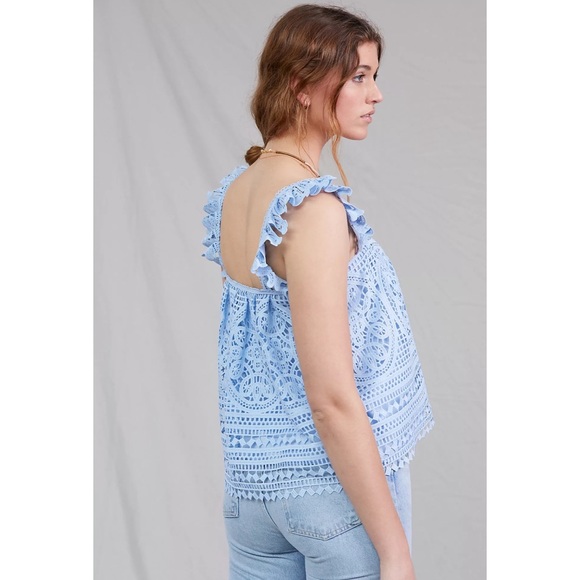 Anthropologie Ruffled Lace Tank - BLUE - NWT - XL - Picture 3 of 11